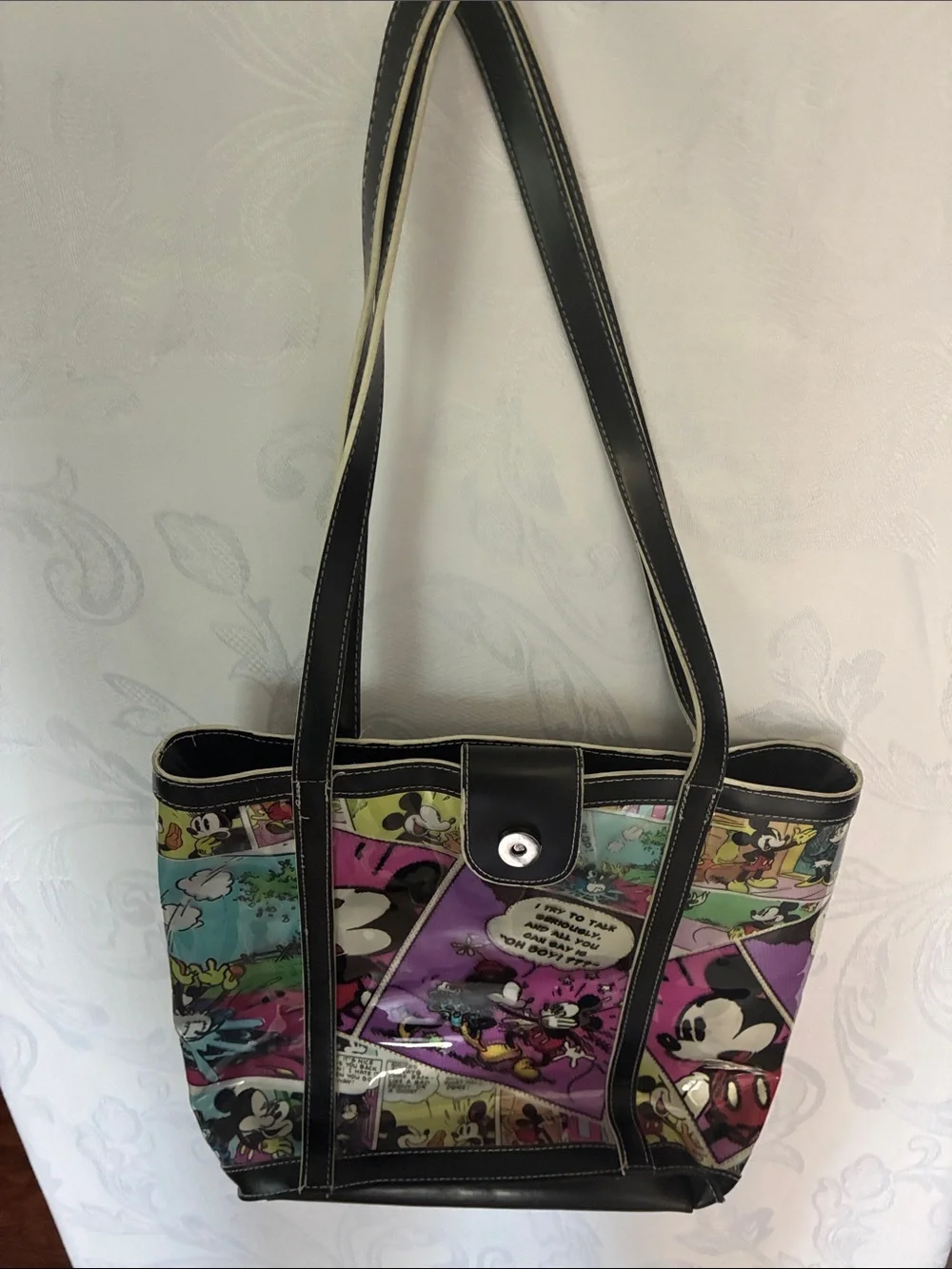 Disney Multicolor Comic-Panel Tote with Black Trim